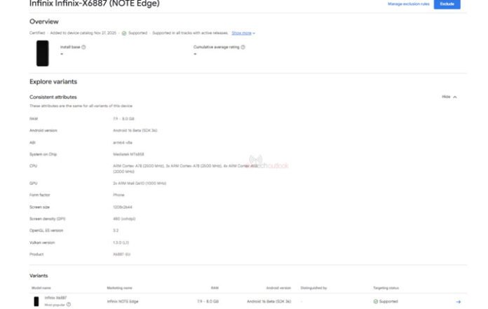 Infinix Note Edge dan XPAD 30E Muncul di Database Google Play Console